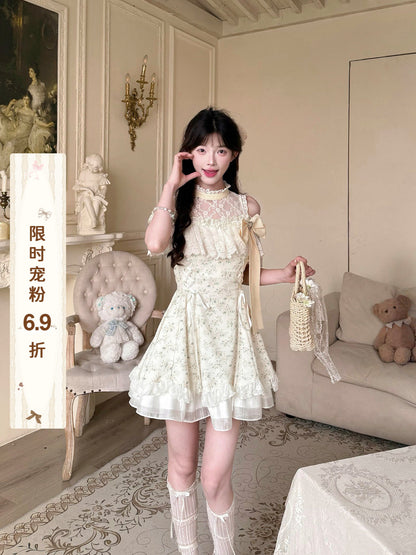 Floral Halter Off-Shoulder Fairy Dress BEL0025
