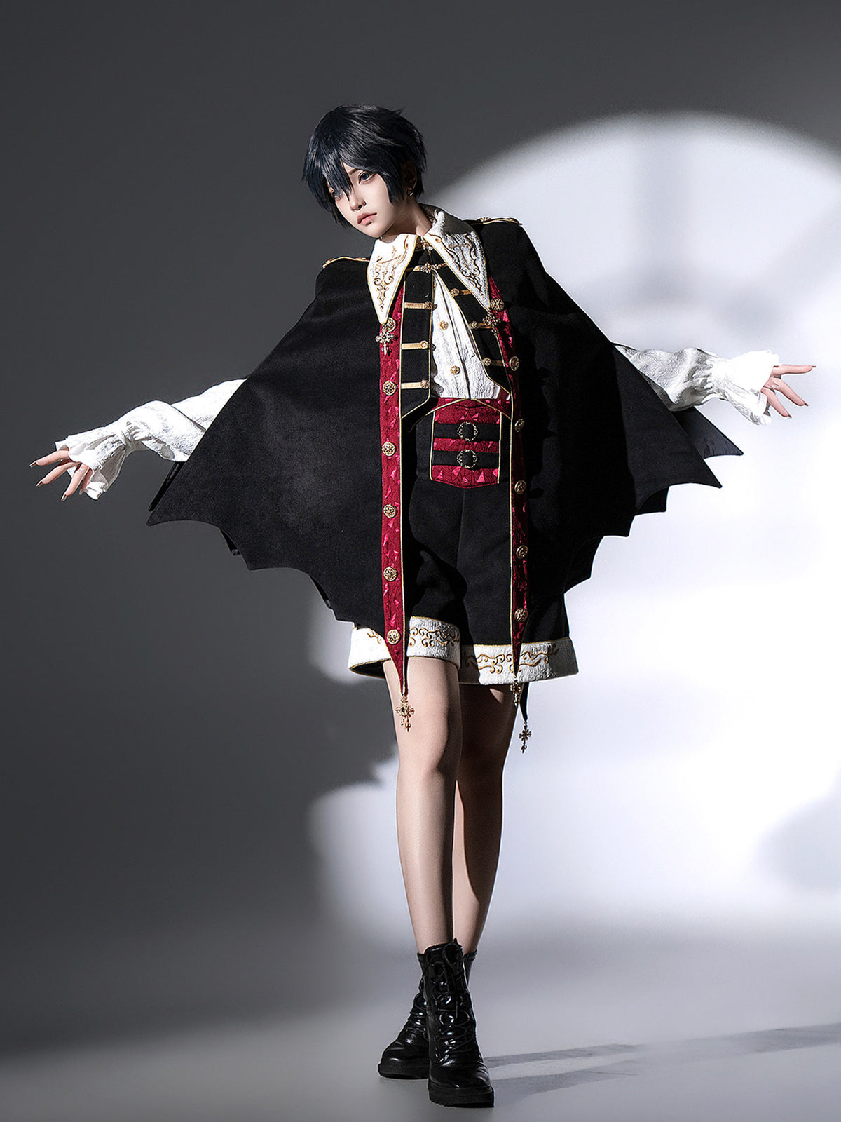 Gothic Vampire Cape Jacket Shirt Shorts Set YOU0319