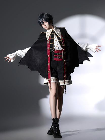 Gothic Vampire Cape Jacket Shirt Shorts Set YOU0319