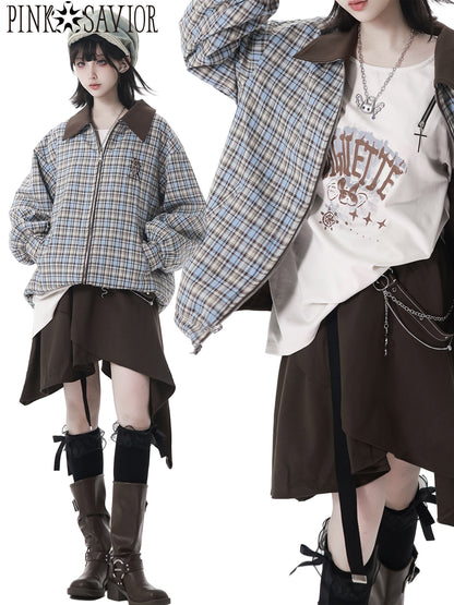 Reversible Plaid Jacket Workwear Set PIN0066