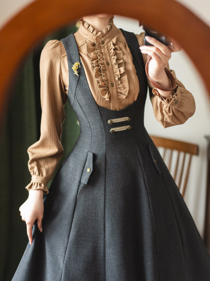 Vintage Waist-Cinch Pinafore Dress FOR0066
