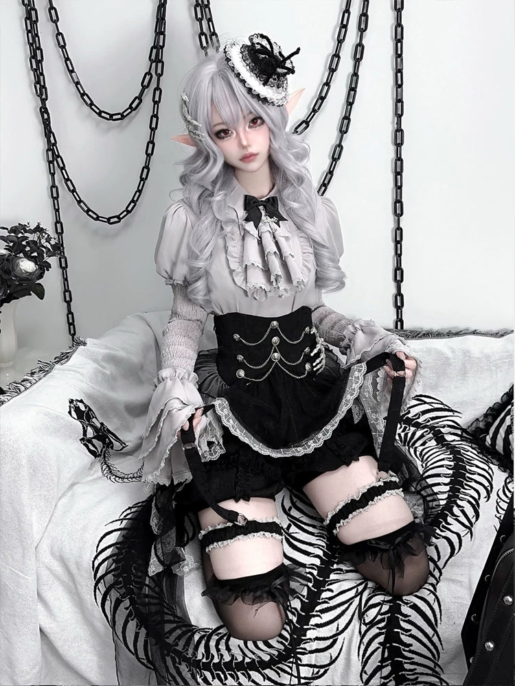 Black and Gray Gothic Dark Lolita Dress YOU0174