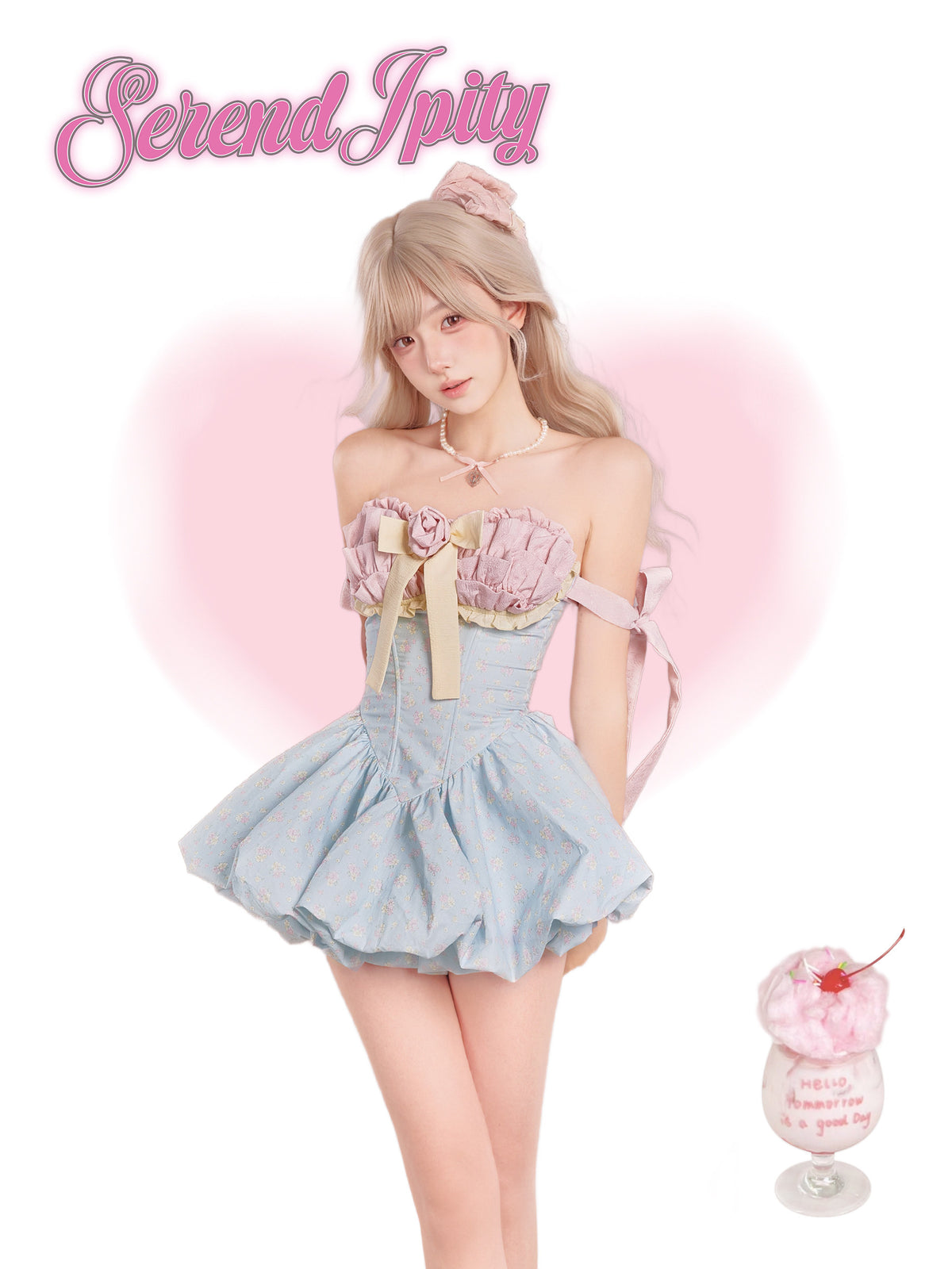 Floral Bustier Dress With Bubble Shorts SER0150