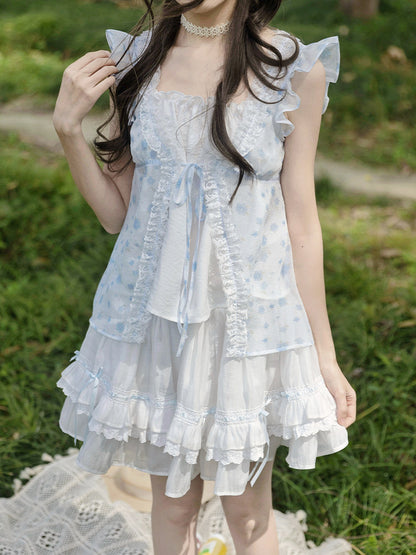 Floral Mesh Ruffle Tiered Dress LAL0247