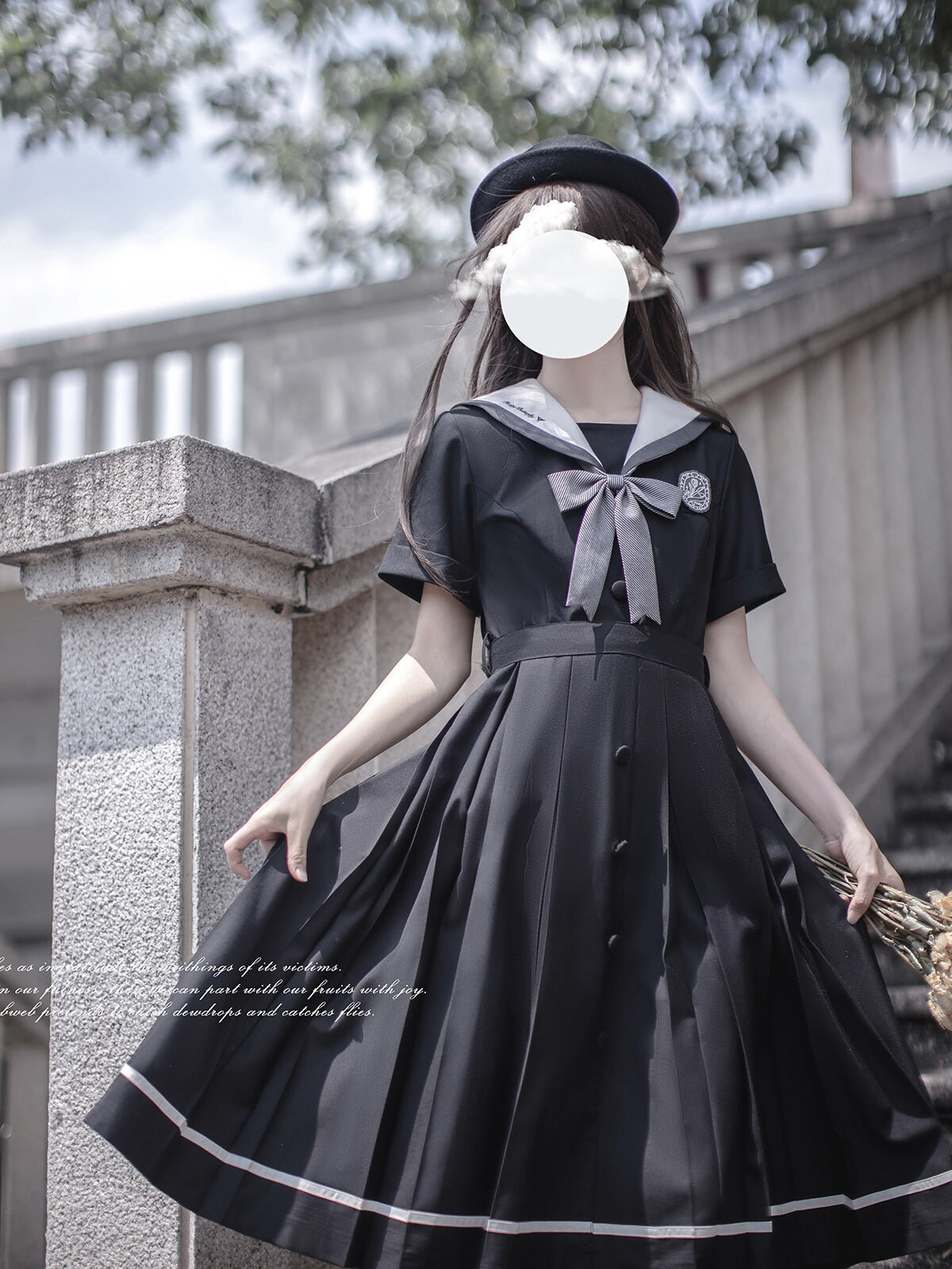 School Uniform Style Sweet Black Dress HUT0096