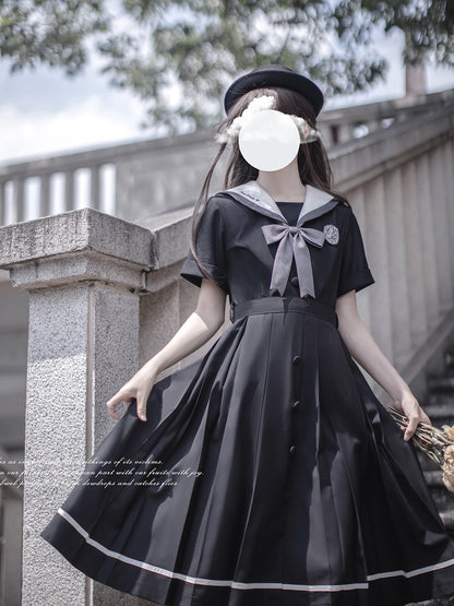 School Uniform Style Sweet Black Dress HUT0096