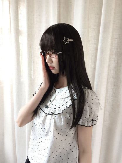 Polka Dot Doll Collar Ruffle Blouse LAL0179