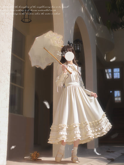 French Retro Lolita White Dress HUT0030