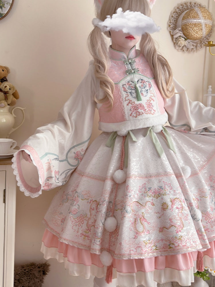 Pink White sweet Chinese style Lolita Dress CHE0050