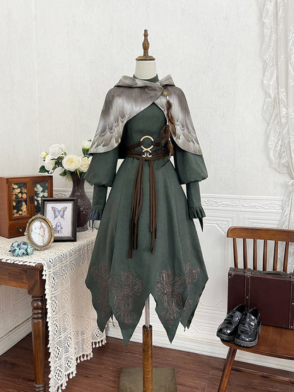 Hooded Cape Druid Style Medieval Dress Set YOU0233