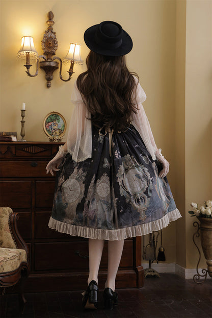 Clock & Butterfly Print Lolita Dress YOU0110