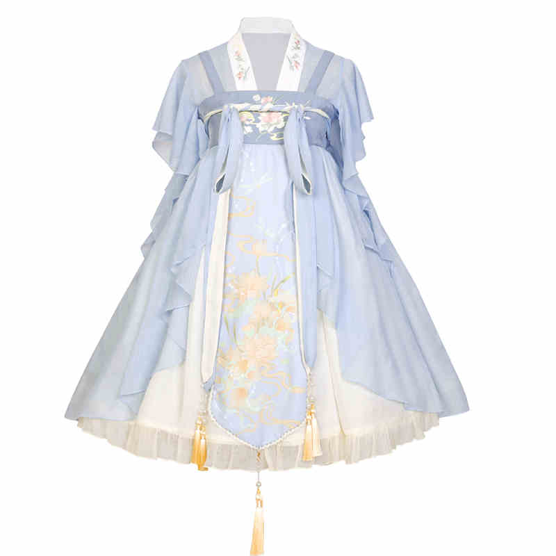 Chinese-Style Lolita Summer Lotus Embroidery Super Fairy Tassel Dress YOU0137