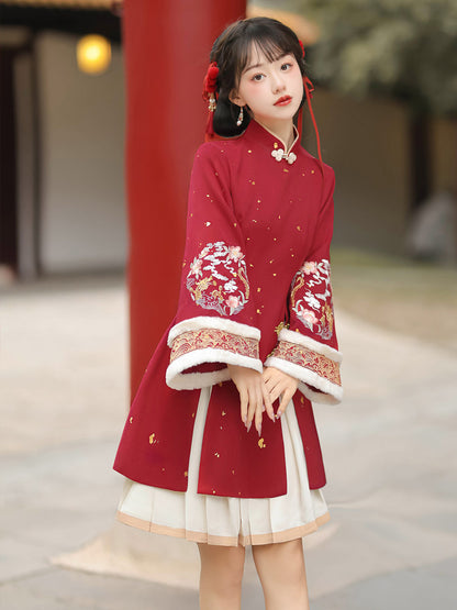 Chinese Style Dragon Embroidery Vest Dress Set YOU0237