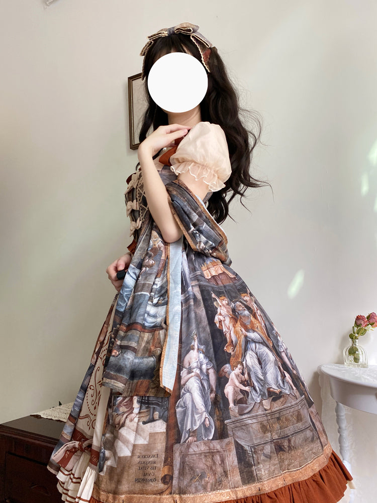 Western Painting Print Classical Lolita Princess Dress SPR0009