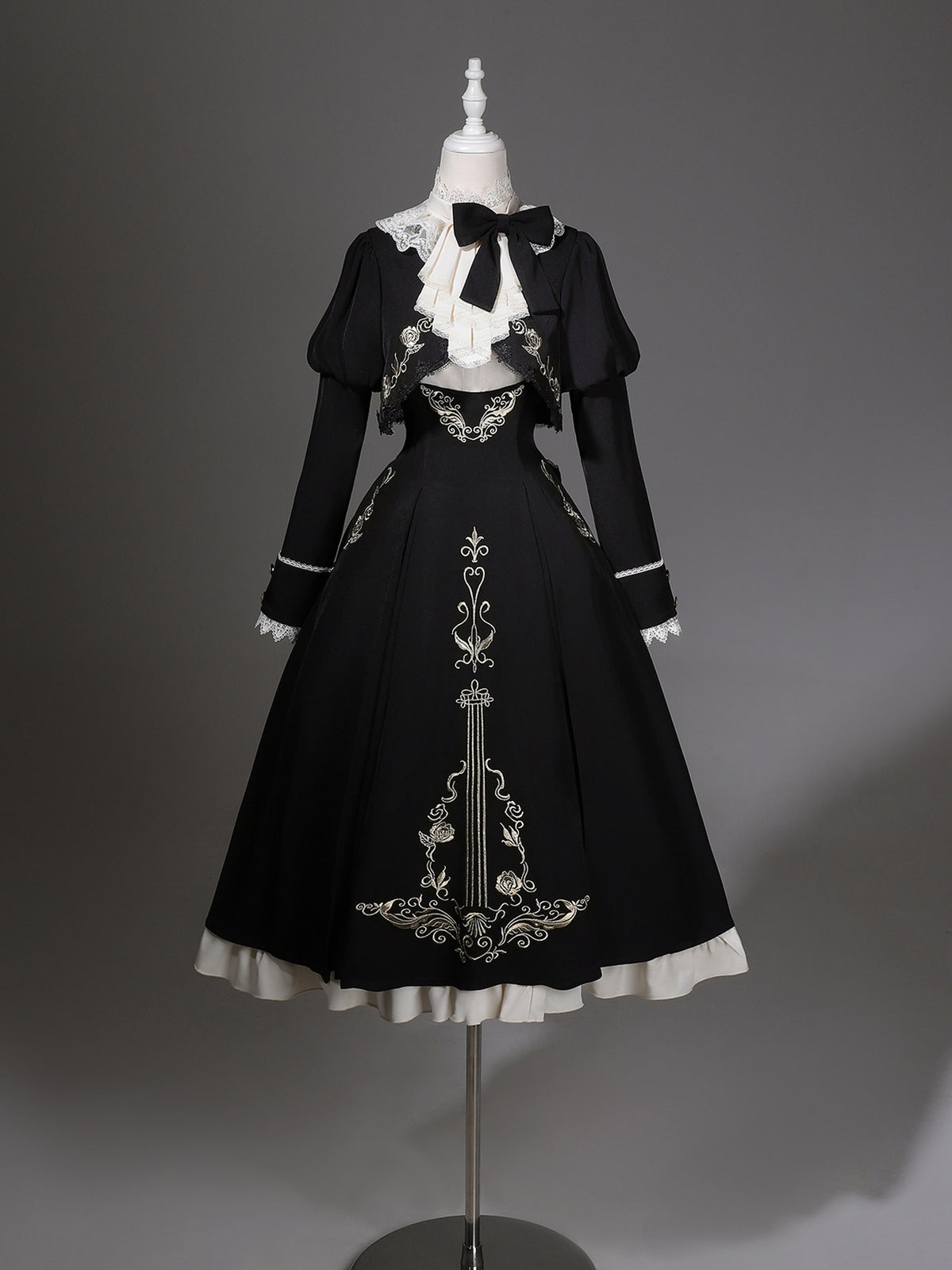 Gothic Violin Embroidered Suspender Dress Set YOU0231