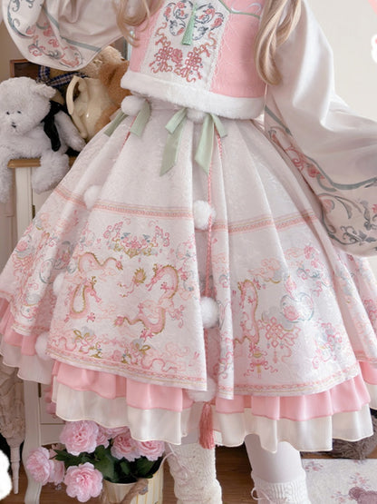 Pink White sweet Chinese style Lolita Dress CHE0050