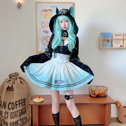 Dark Future Cat Ear Hooded Cape Dress Set YOU0250