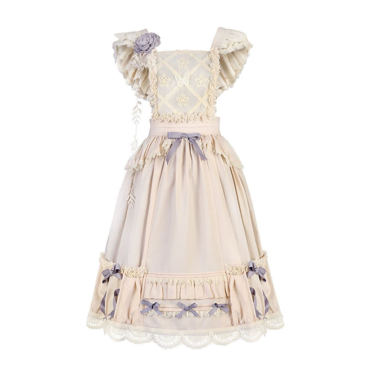 Kimono-style Purple Blue Lolita Maid Dress YOU0004