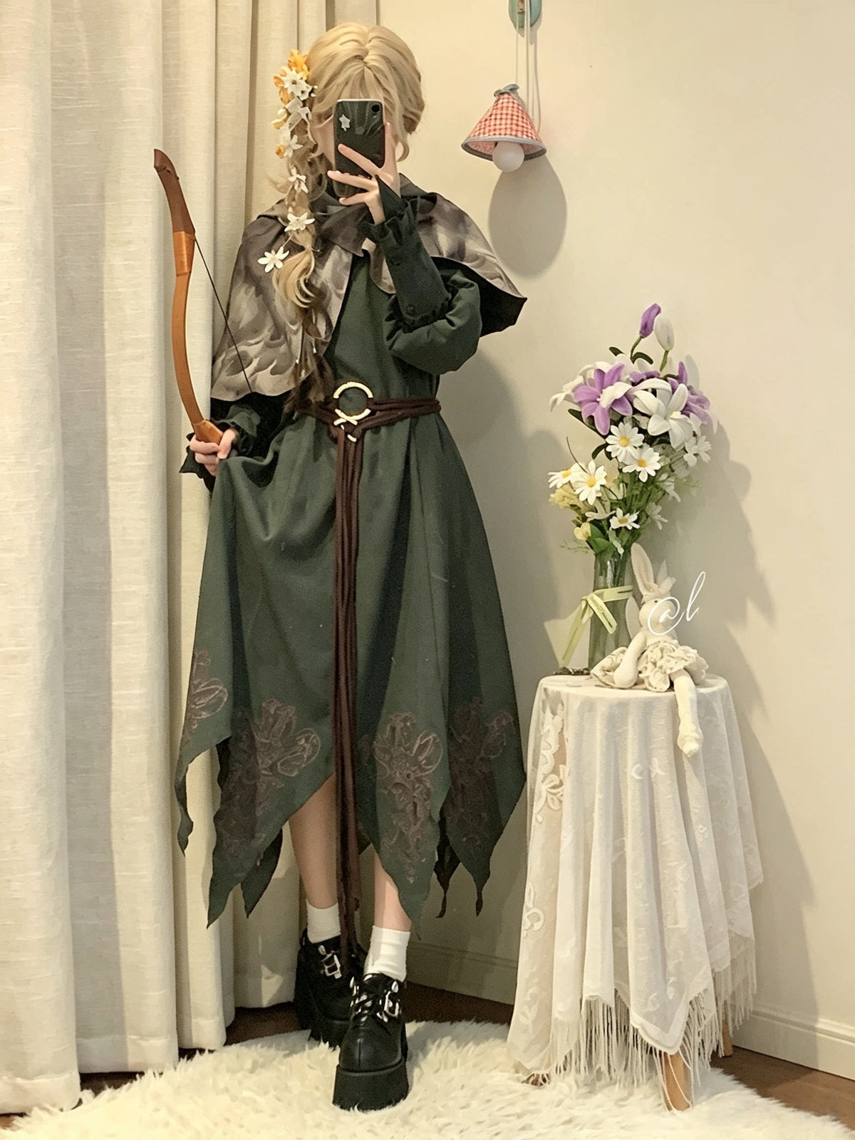 Hooded Cape Druid Style Medieval Dress Set YOU0233