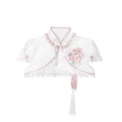 Chinese Style Cherry Blossom Embroidered Cape Dress YOU0272
