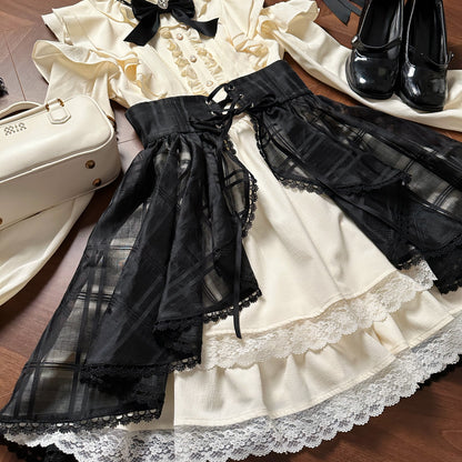 Off Shoulder Ruffle Dress With Lace-Up Overskirt LAL0127
