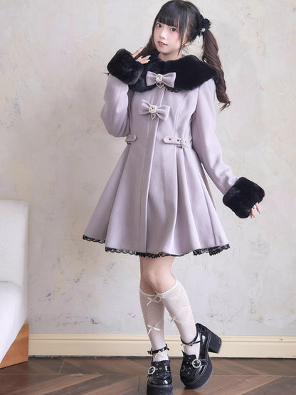 Sweet Fur Flare Double Ribbon Coat NOG0011