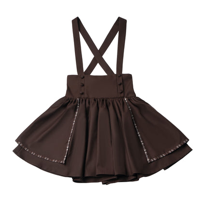 Preppy Embroidered Blouse And Suspender Skirt PIN0047
