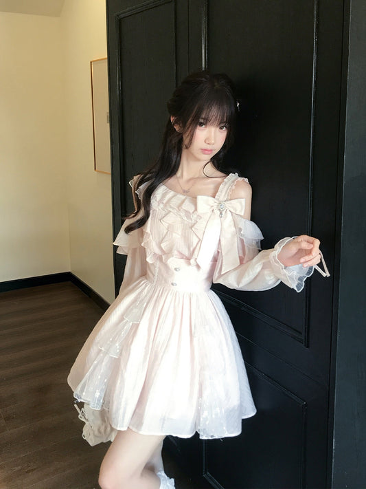 Off Shoulder Ruffle Trim Two-Piece Set LAL0137
