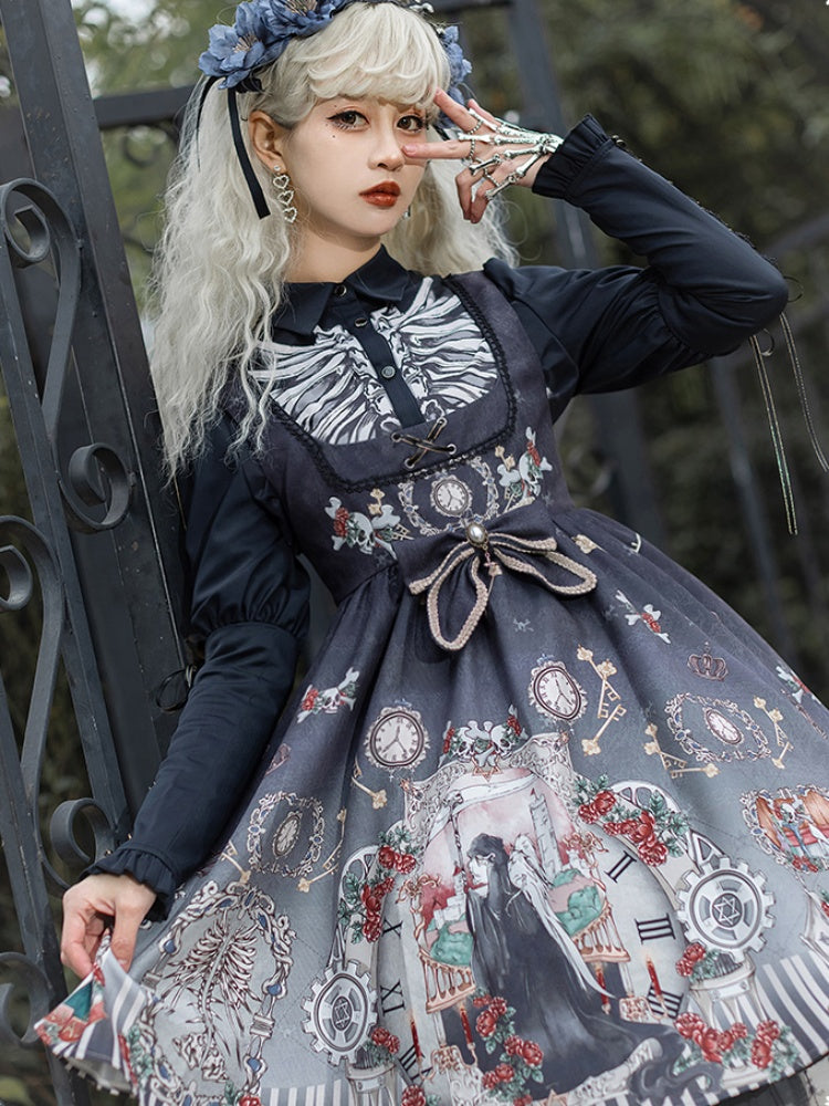 White & Black Twin Pair Gothic Lolita Dress CHE0025