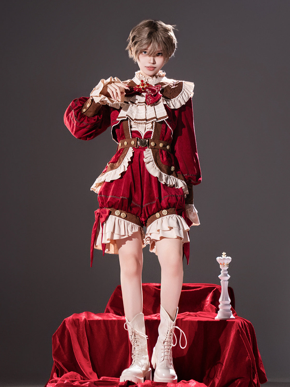 Red Velvet Prince Shirt And Shorts Set YOU0323
