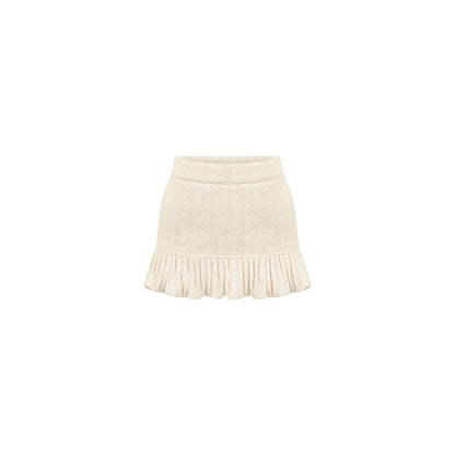 Color Block Knit Top And Ruffle Skirt Set SER0132