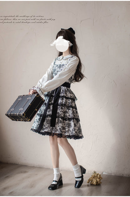 White & Black Lolita Dress HUT0010