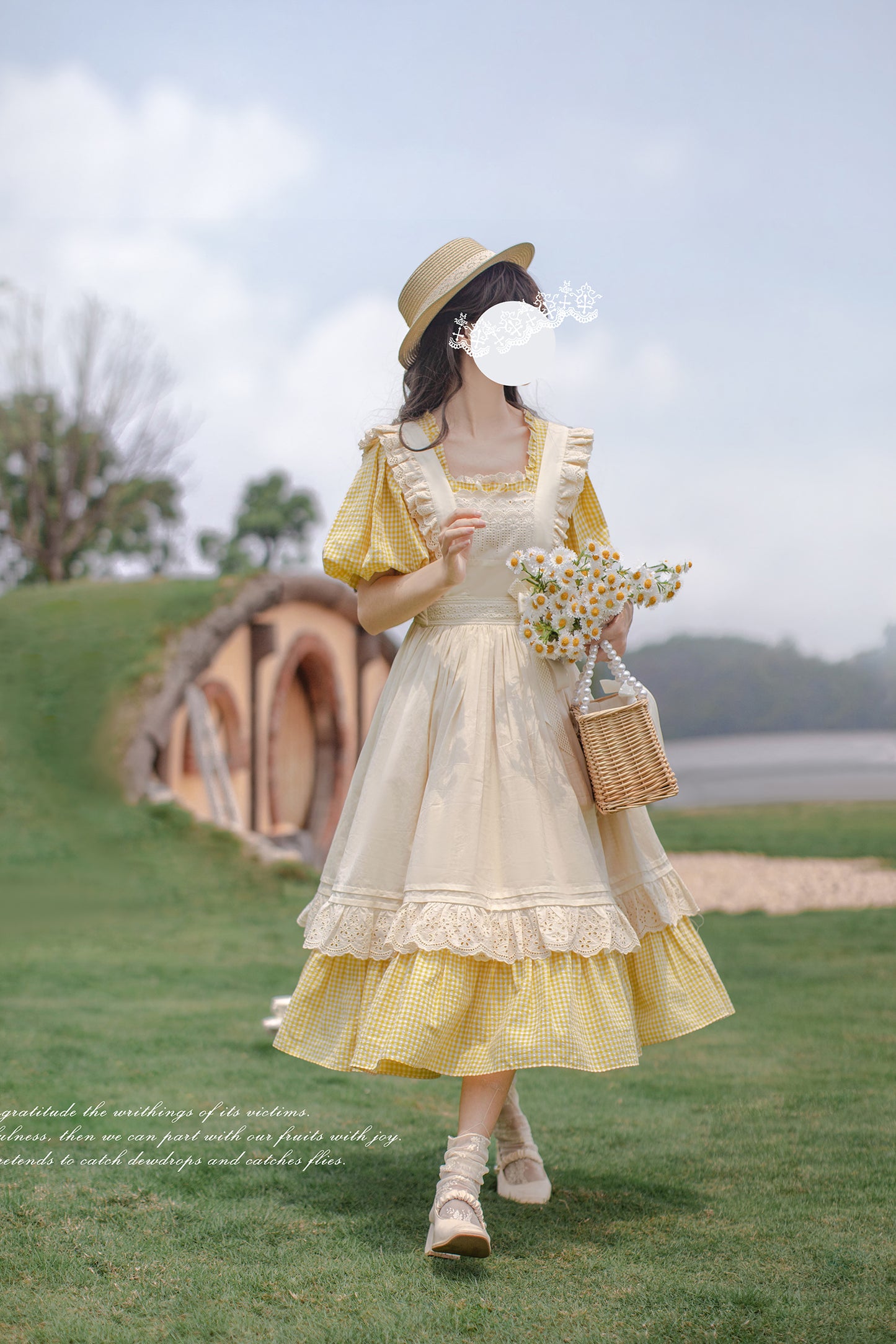 French Retro Yellow Dress HUT0001