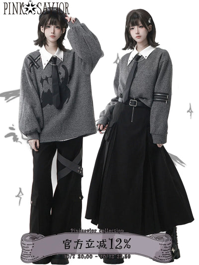 Graphic Knit Sweater And Separates 5-Piece Set PIN0037