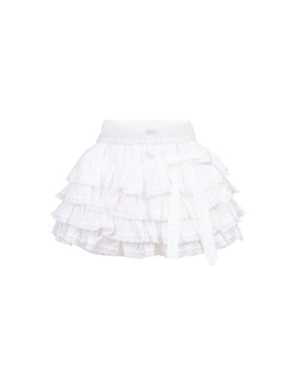 Lace-up Frill Tops & Tiered White Skirt SER0050