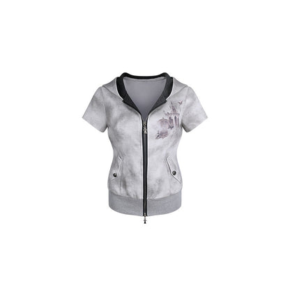 Tie Dye Hooded Zip Jacket Leopard Shorts SER0163