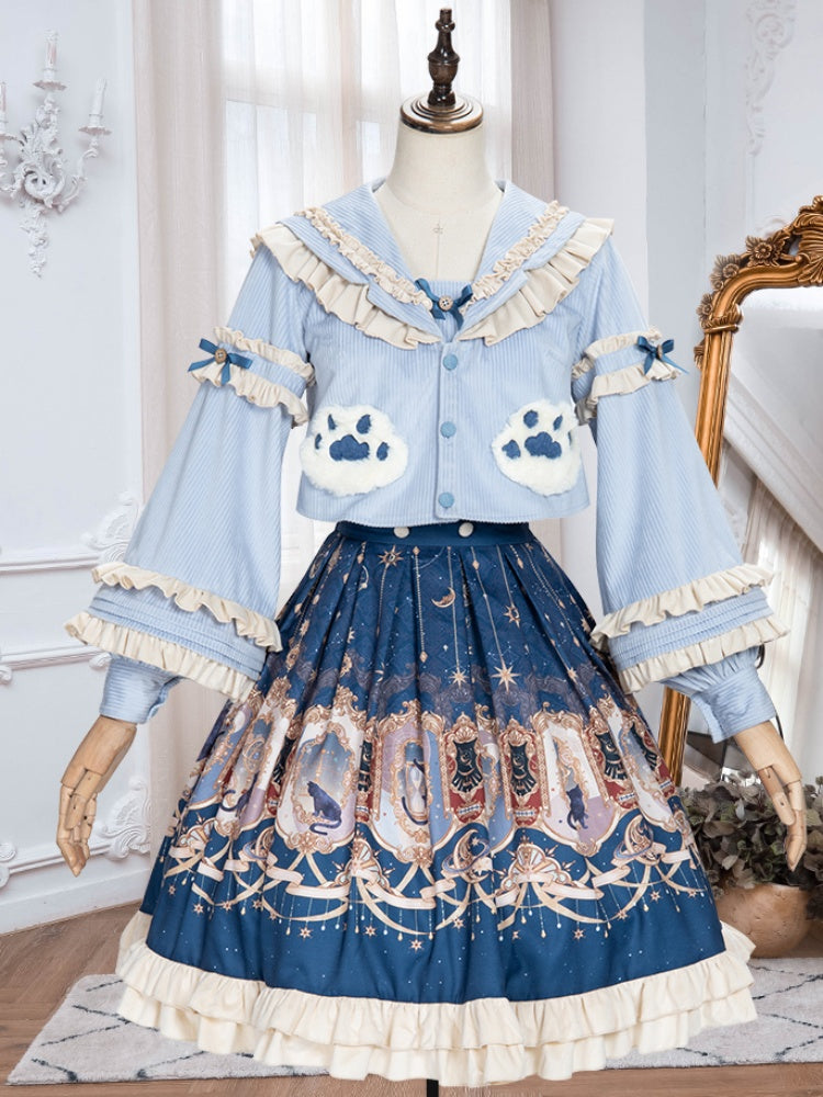 Bear Pattern Light Blue Lolita Two-piece set CHE0013