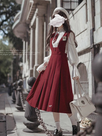 Elegant College Style Wine Red Dress HUT0078