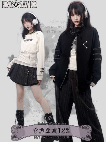 Hooded Waist Cinched Zip Top PIN0059