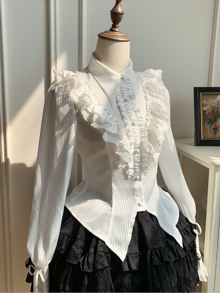 Victorian Ruffle Lace Collar Blouse WIT0304