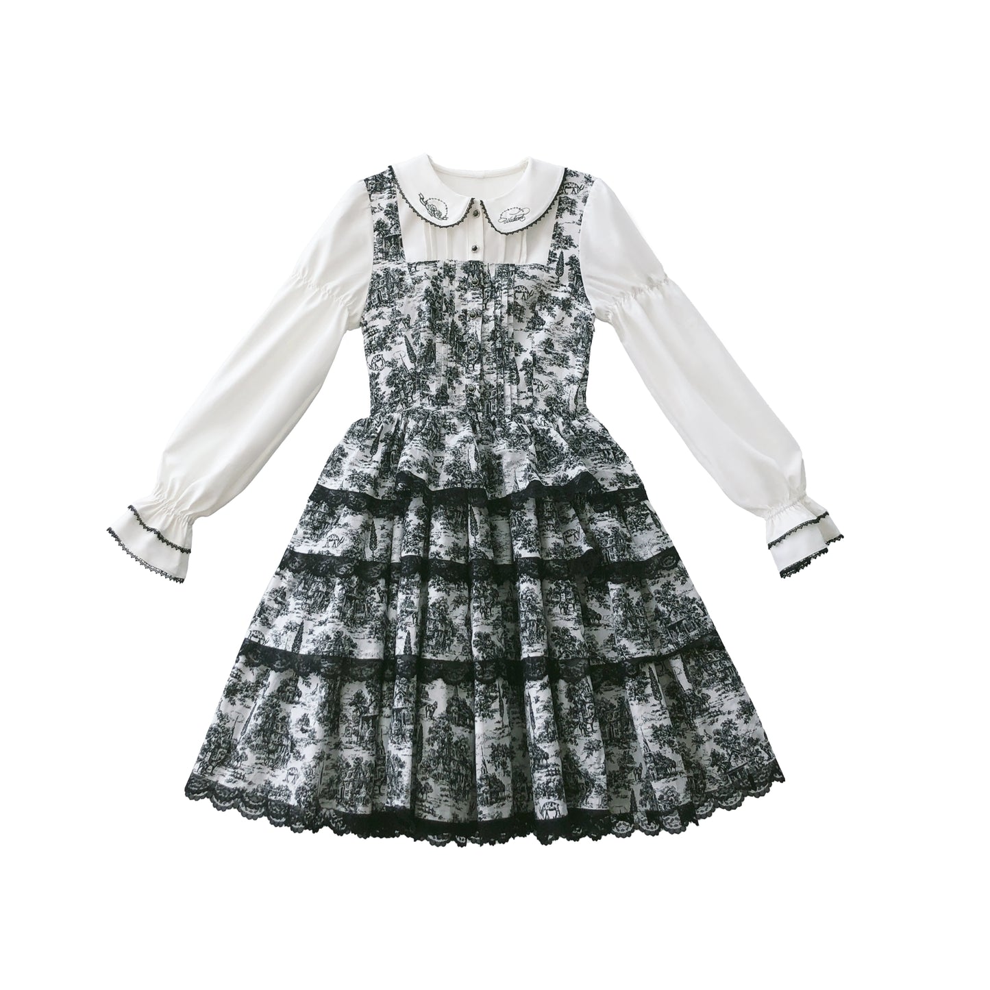 White & Black Lolita Dress HUT0010