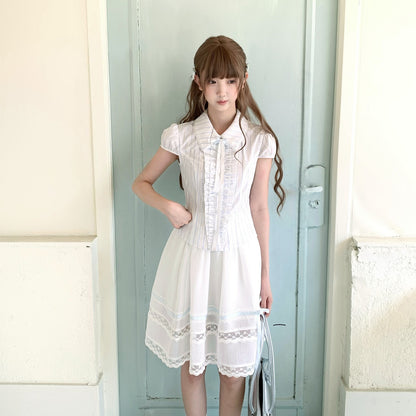 Striped Doll Collar Puff Sleeve Blouse LAL0204