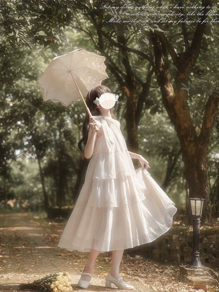 White Light Lolita Sleeveless Dress HUT0045