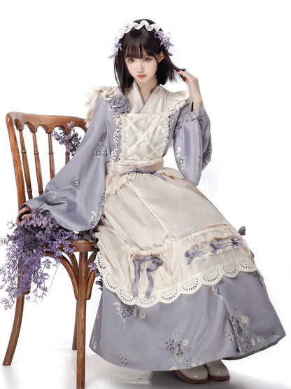 Kimono-style Purple Blue Lolita Maid Dress YOU0004