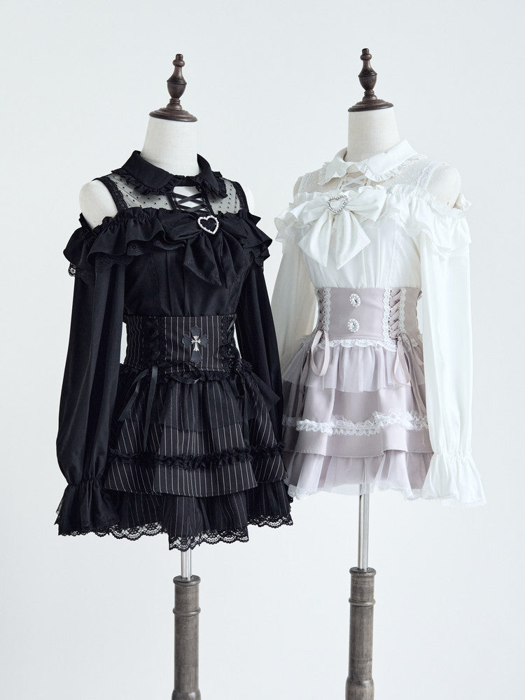 Off Shoulder Cross Corset Blouse NOG0038