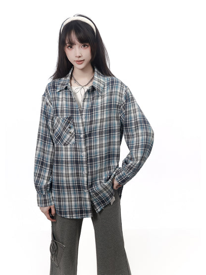 Plaid Flannel Oversized Shirt Jacket PIN0030