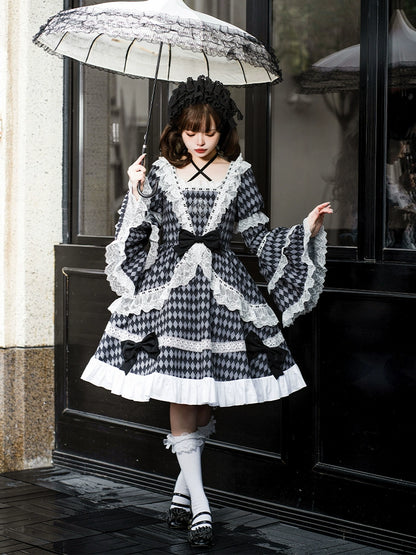 Diamond Shape Long Sleeve Lolita Dress WIT0020