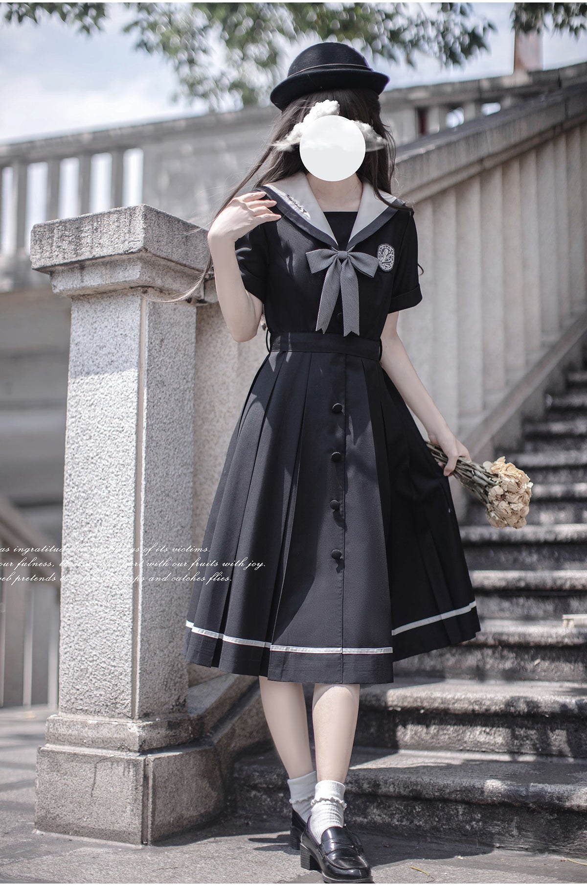 School Uniform Style Sweet Black Dress HUT0096