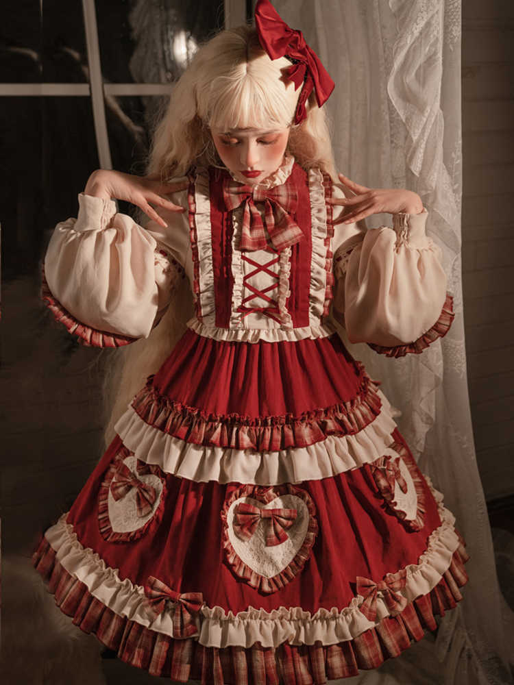 Red Ribbon Frill Little Red Riding Hood-Style Lolita Dress YOU0146