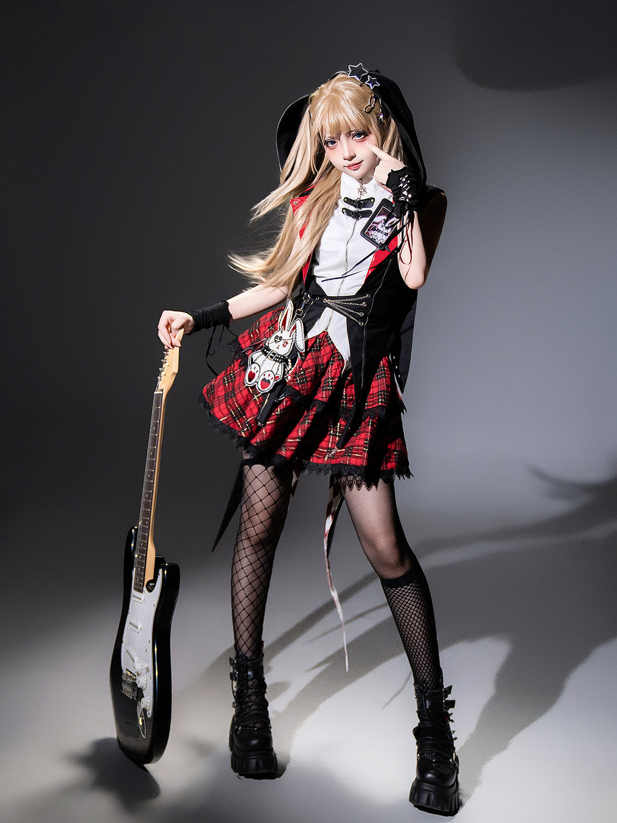 Rock Punk Plaid Skirt Jacket Set YOU0303